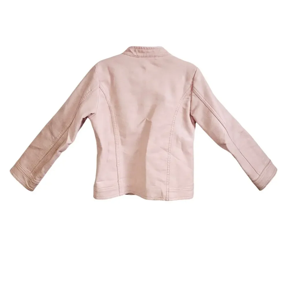 Name It Kids Size 6Y Leather Jacket Pastel Pink Bikercore Motocore Alternative